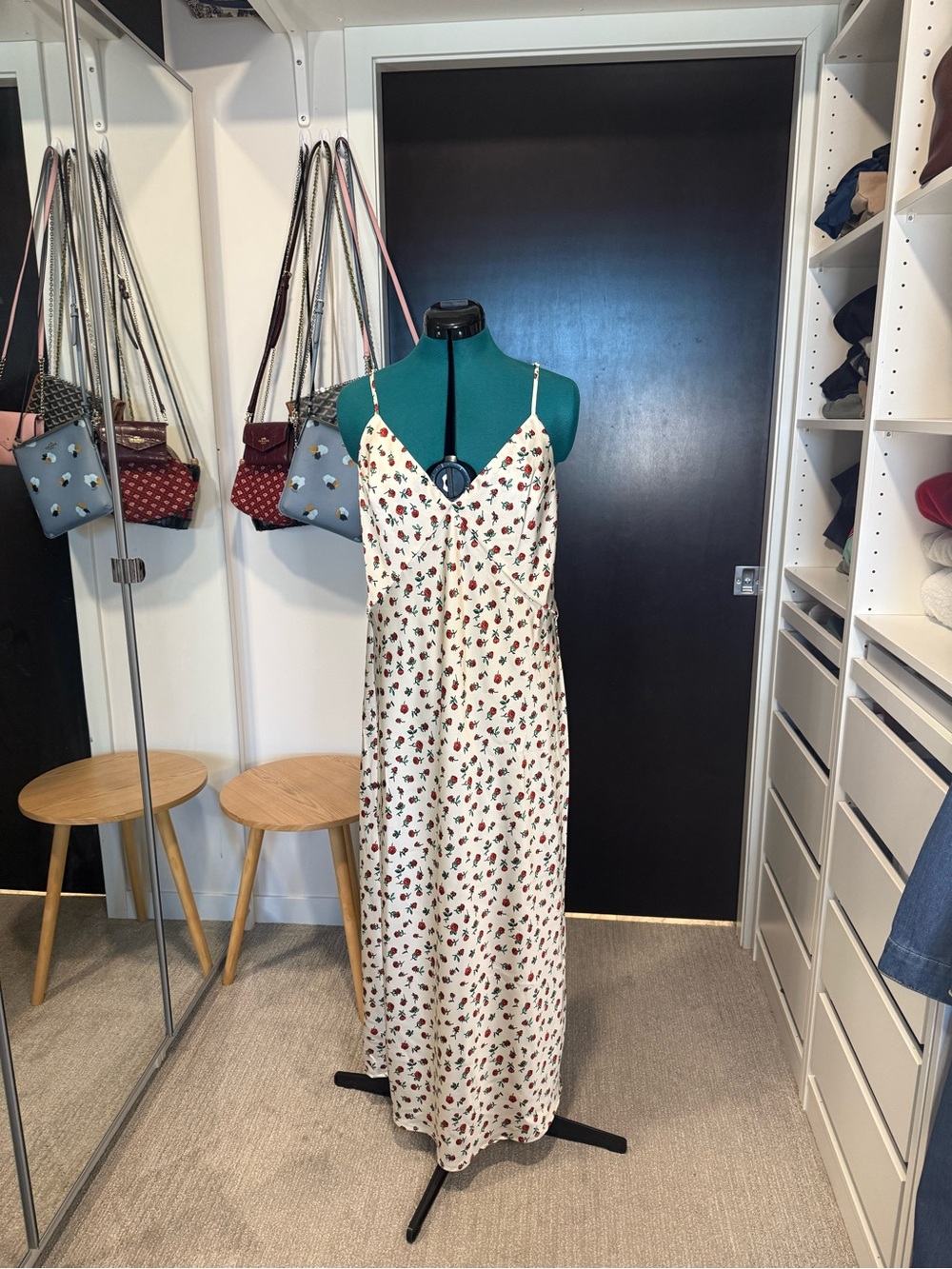a new day White Maxi Slip Dress with Red Floral Print